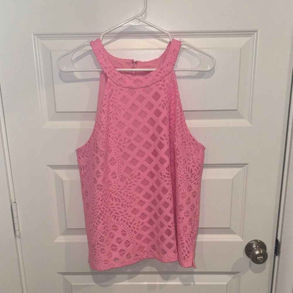 Lilly Pulitzer Pink Lace Halter Tank - Picture 1 of 4